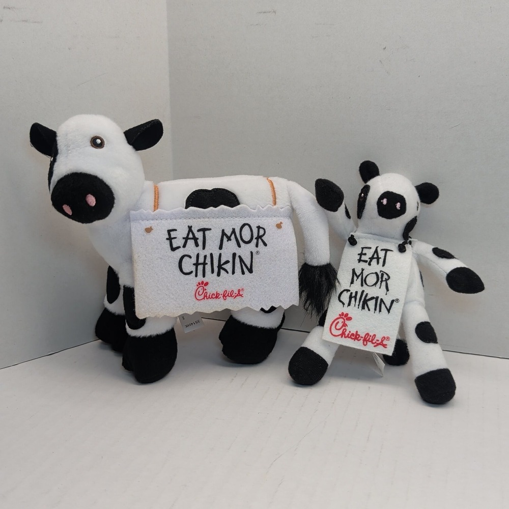 Chick-fil-A Eat Mor Chikin Plush Cow Set Mascot Advertising 2009 2025 2pc